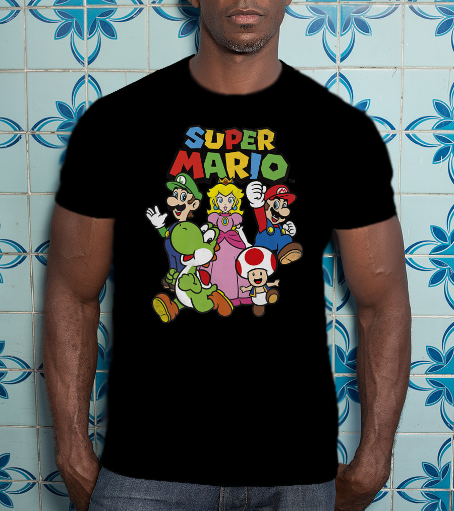 Super Mario Luigi Peach Yoshi Toad Heroes Group T-Shirt