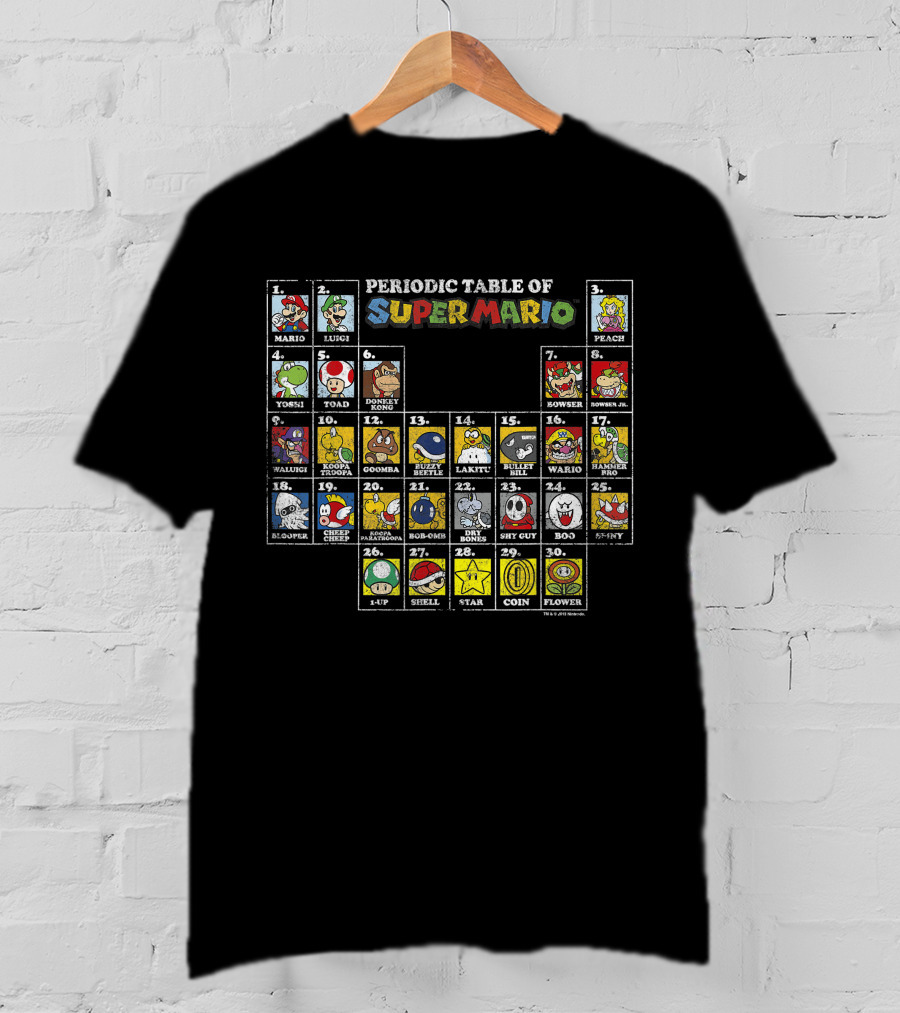 Periodic Table Of Super Mario Characters And Items T-Shirt