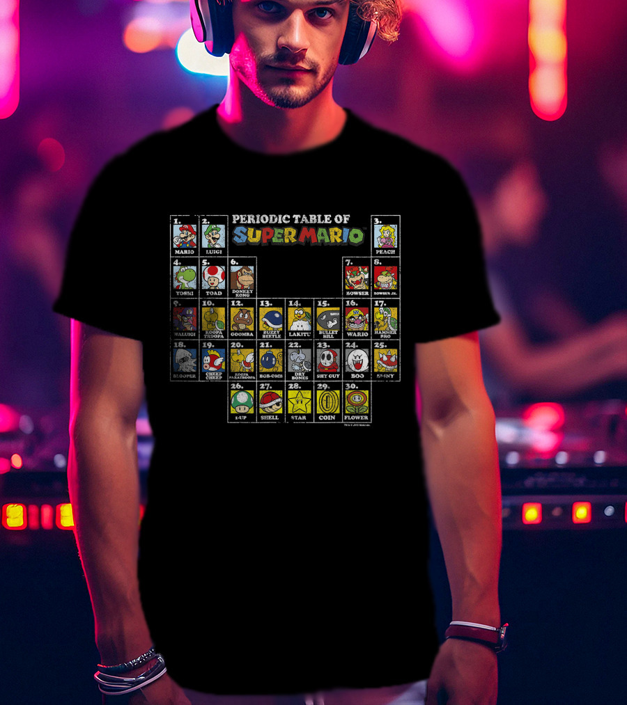 Periodic Table Of Super Mario Characters And Items T-Shirt