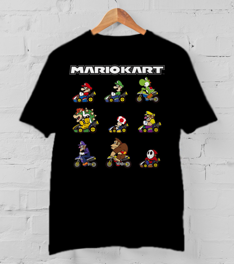 Mario Kart Characters On Bikes Grid T-Shirt