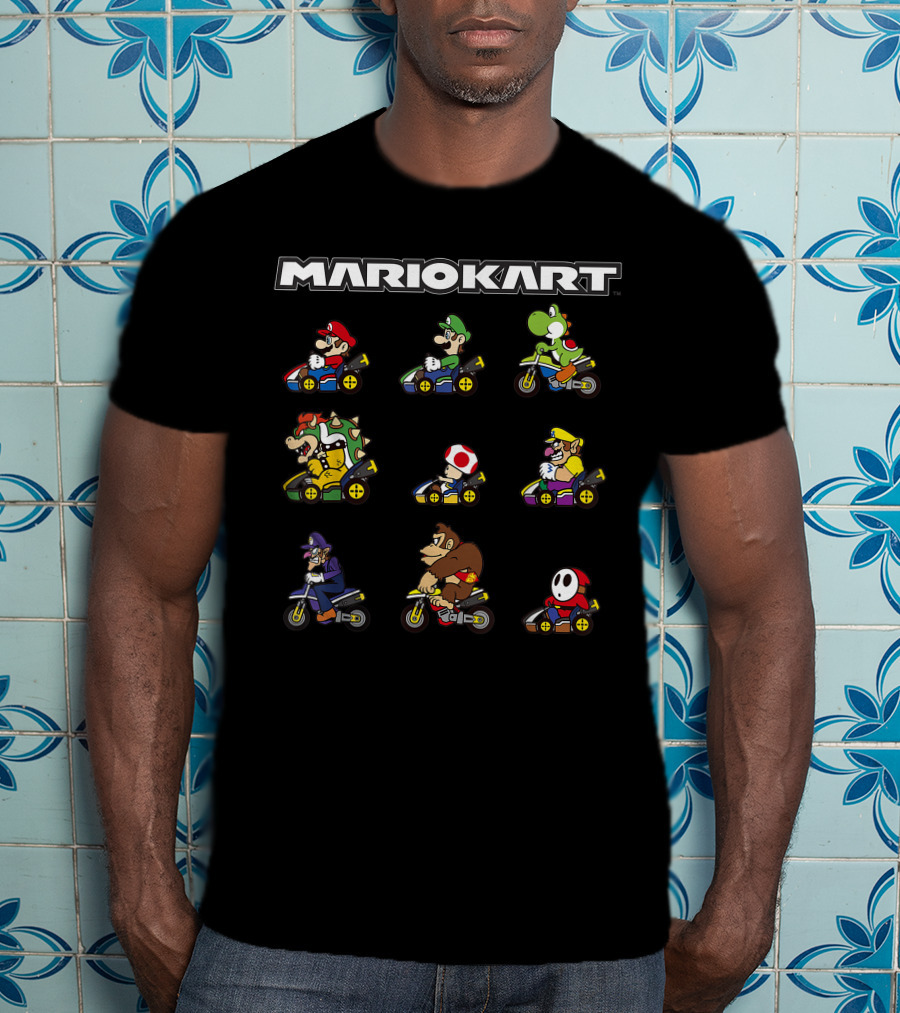 Mario Kart Characters On Bikes Grid T-Shirt