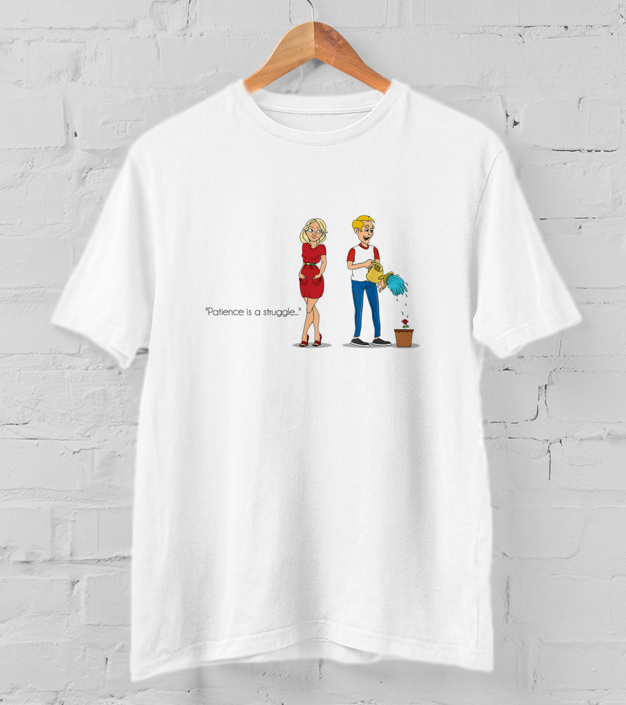 Patience Is A Struggle Watering Plant Pregnancy Humor T-Shirt