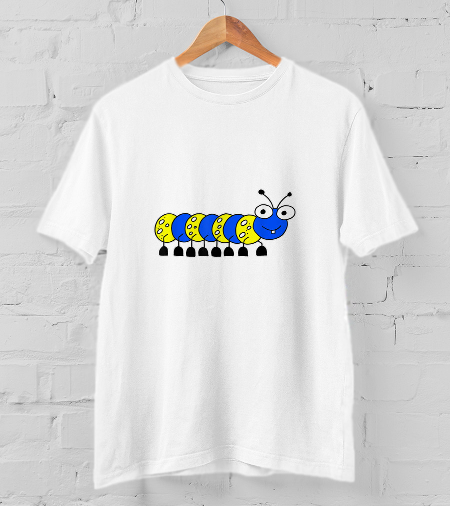 Studio Lotte Cute Blue And Yellow Funny Caterpillar Drawing T-Shirt