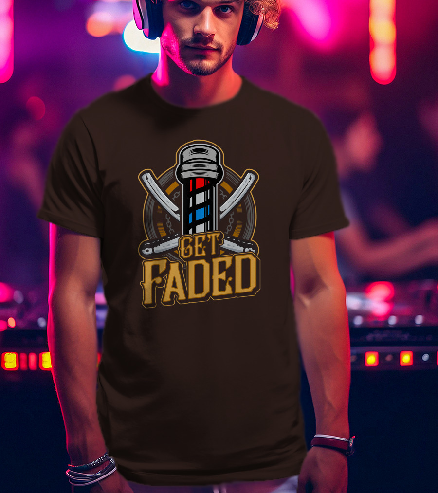 Get Faded Barber Pole Straight Razor T-Shirt