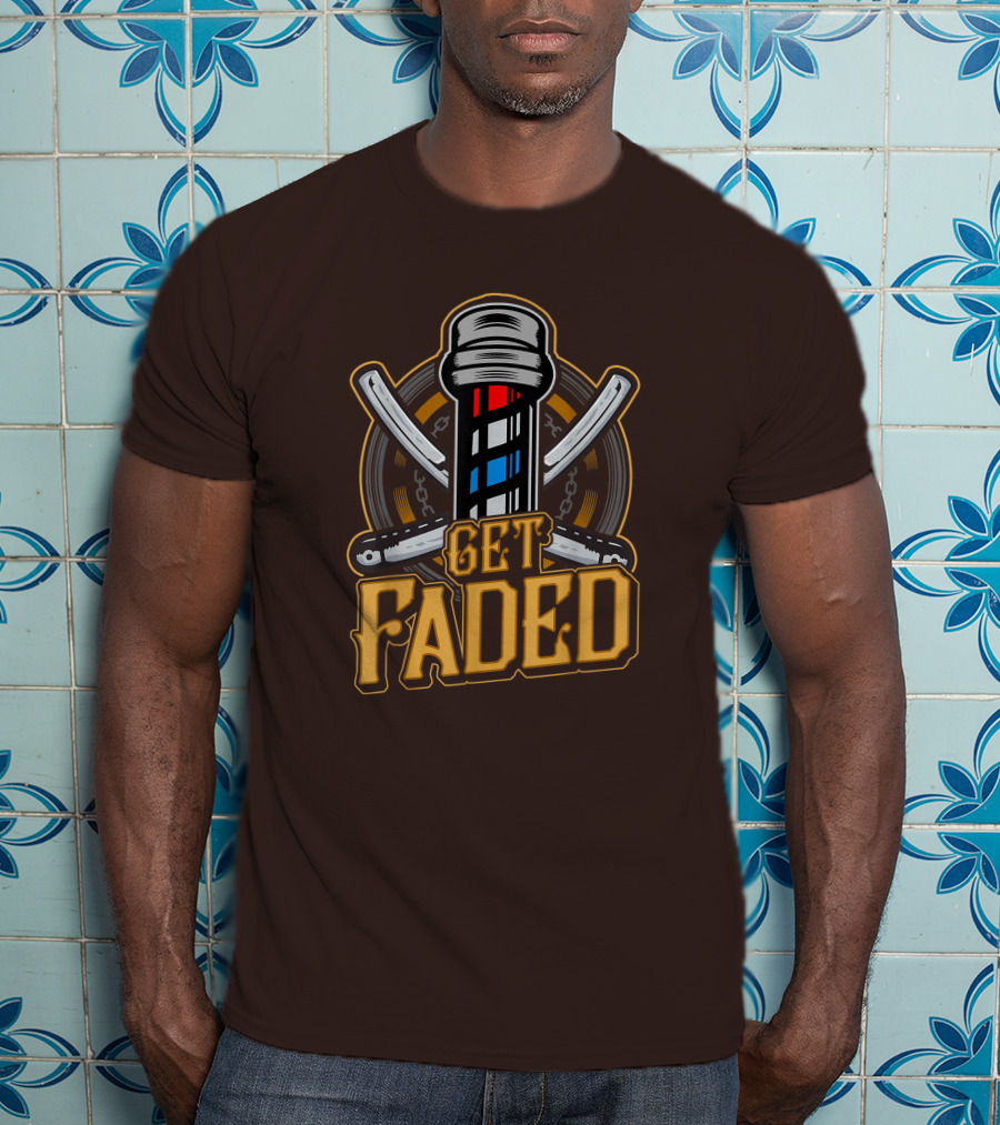 Get Faded Barber Pole Straight Razor T-Shirt