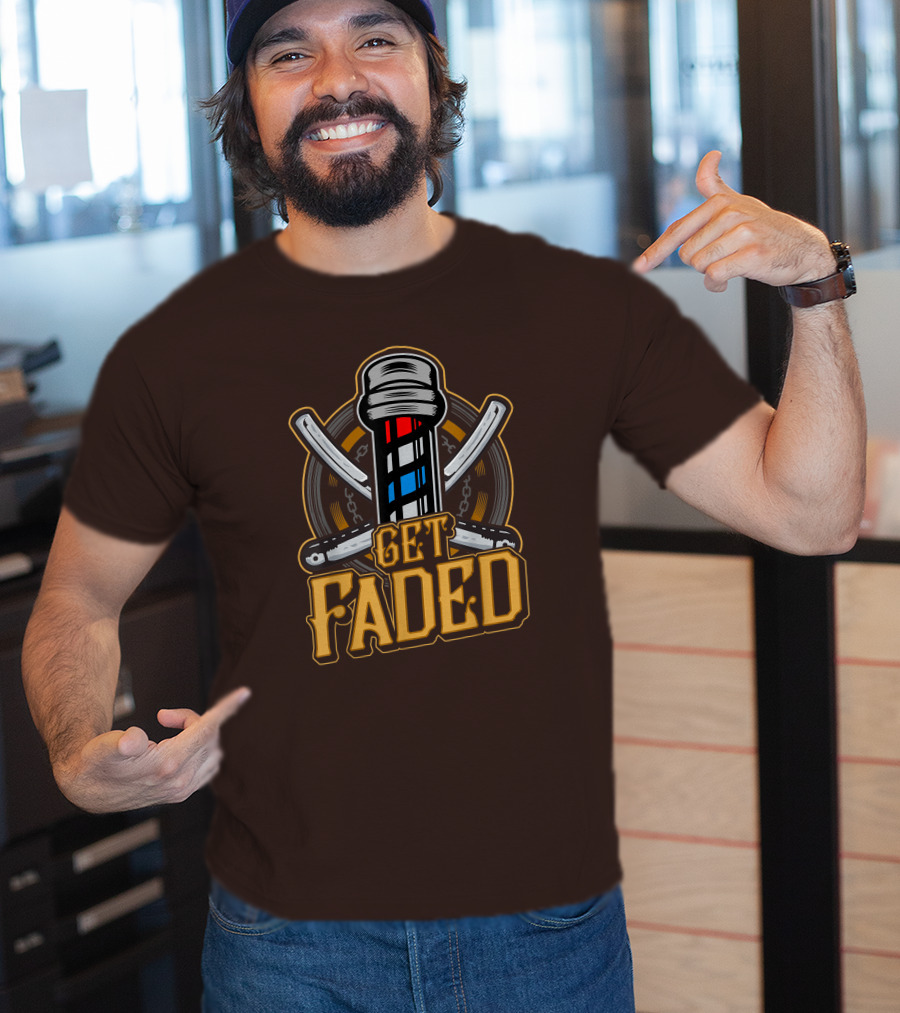 Get Faded Barber Pole Straight Razor T-Shirt