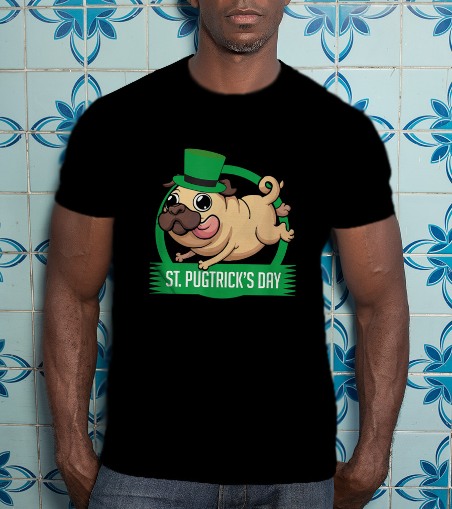 St. Pugtrick's Day Funny Dog With Green Hat T-Shirt