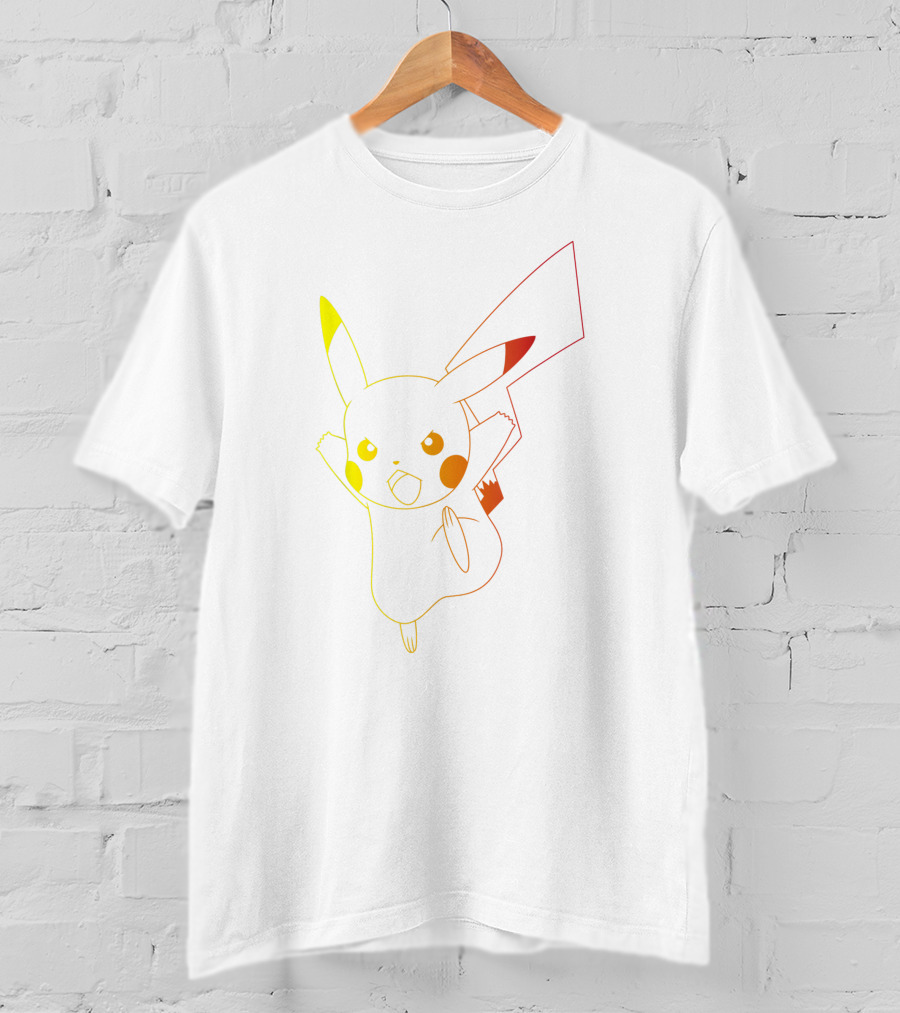 Pikachu Ombre Neon Silhouette Pokémon Jumping Animation T-Shirt