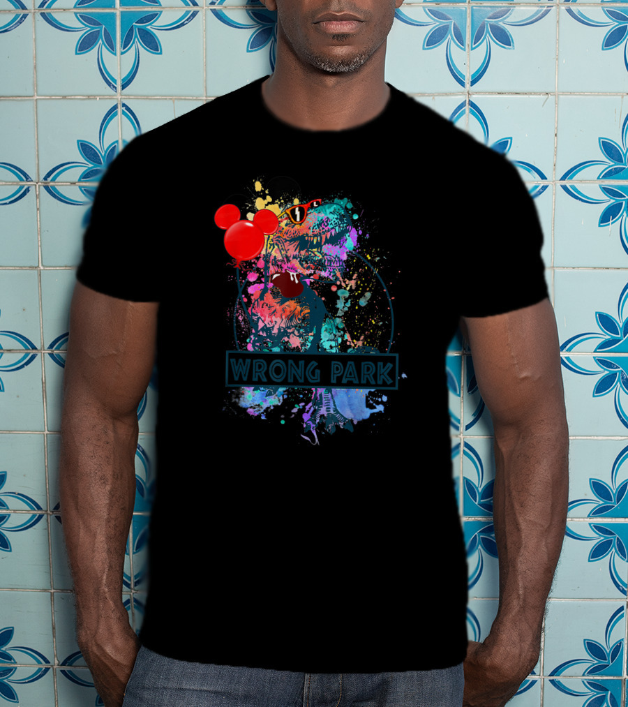 Wrong Park Dinosaur Rex With Balloon And Mouse Ears T-Shirt