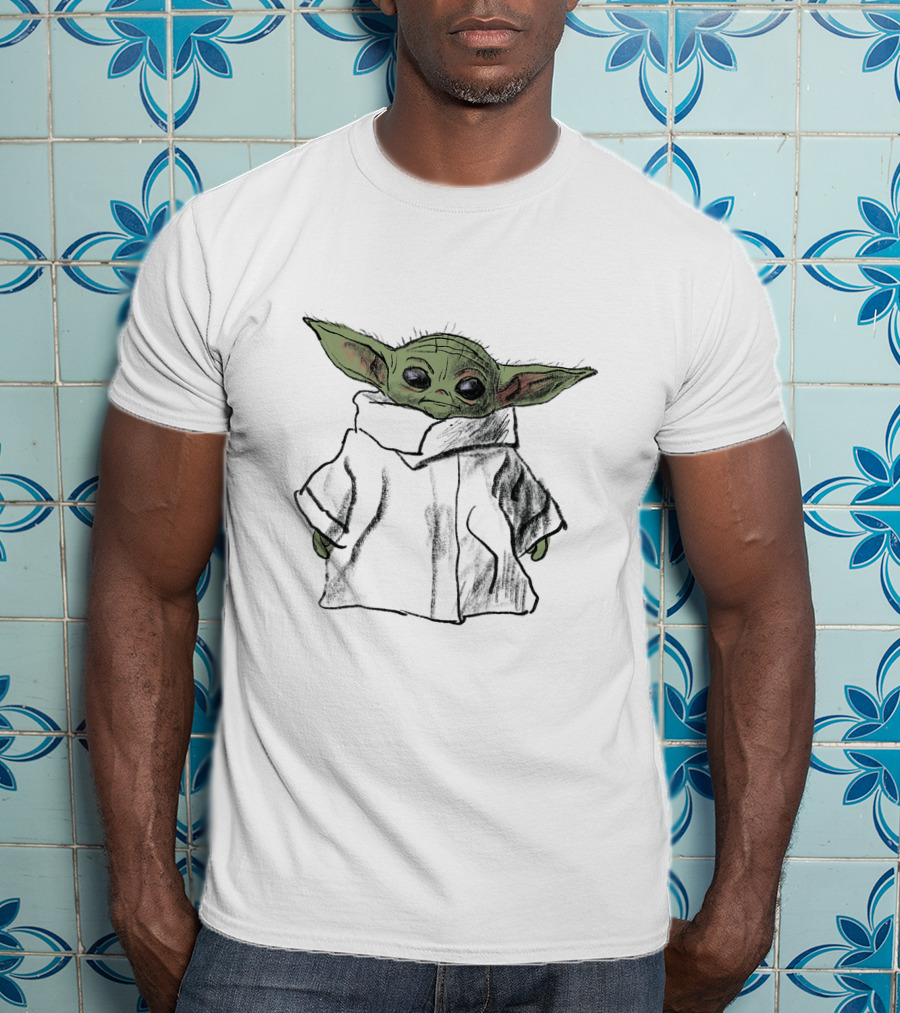 Star Wars The Mandalorian The Child Grogu In Cute Black Robe T-Shirt