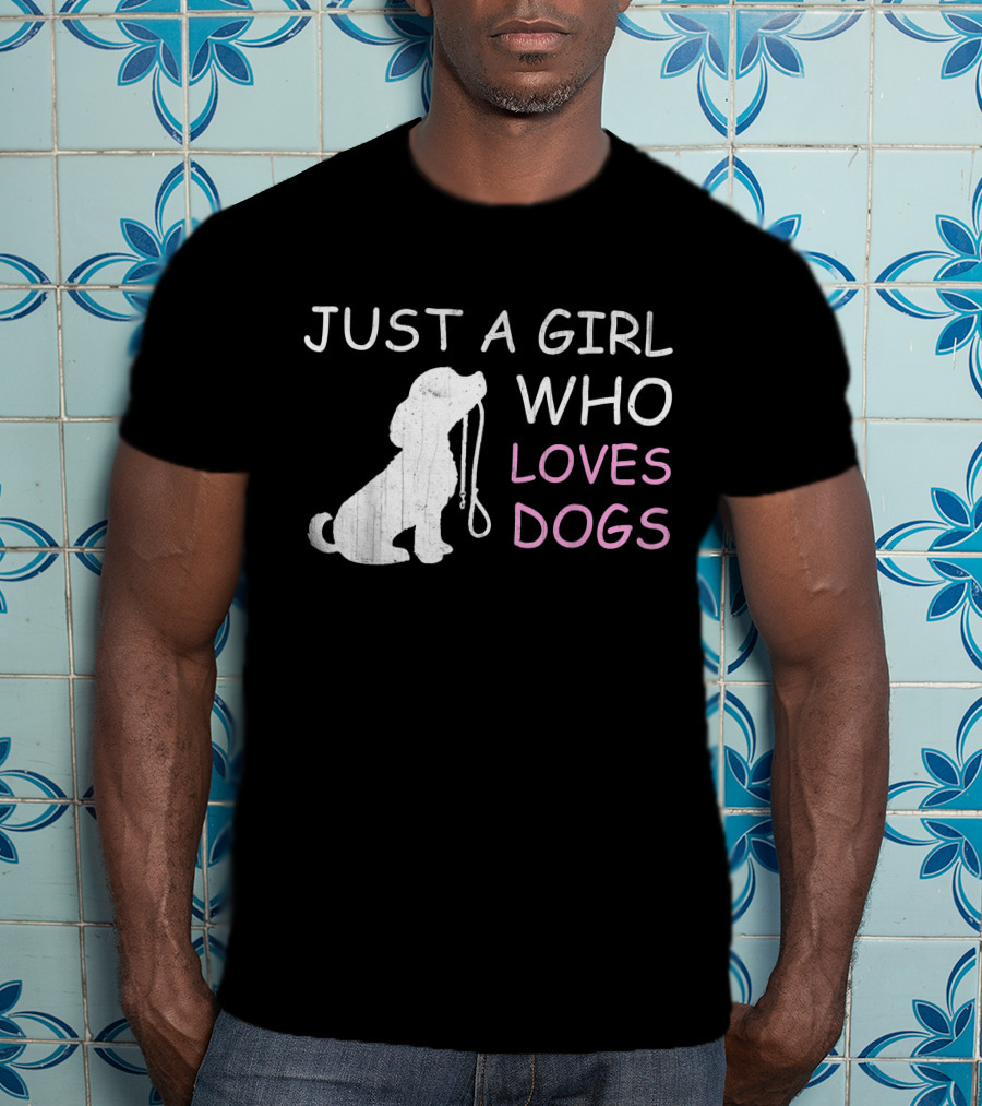 Just A Girl Who Loves Dogs With Leash T-Shirt
