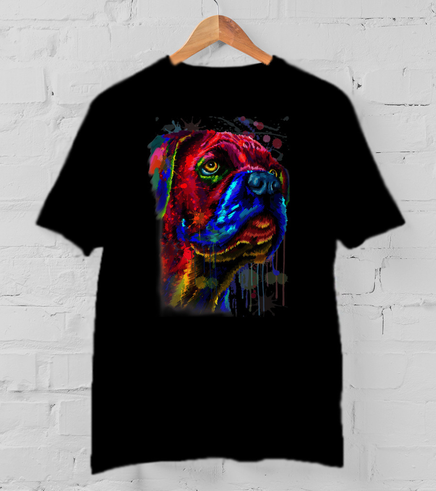 Cane Corso Watercolour Dog Face Art Multicolor Funny T-Shirt