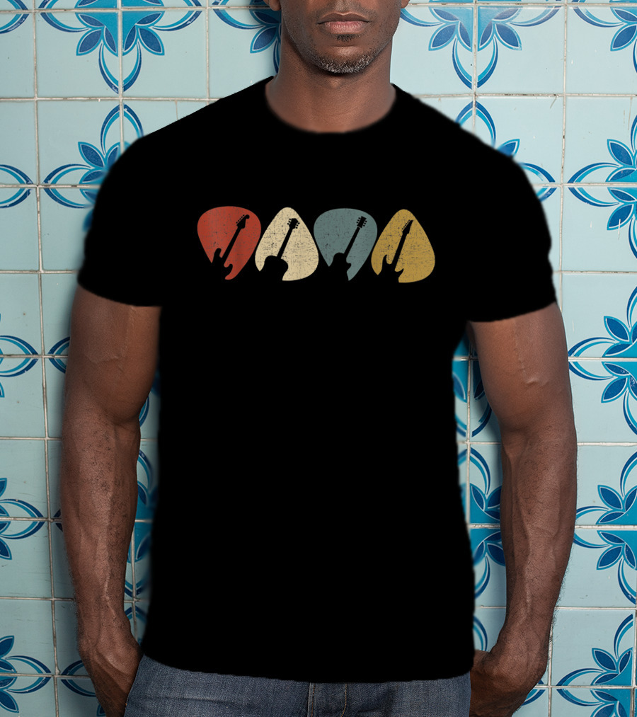 Vintage Guitar Pick Silhouette For Guitarist T-Shirt