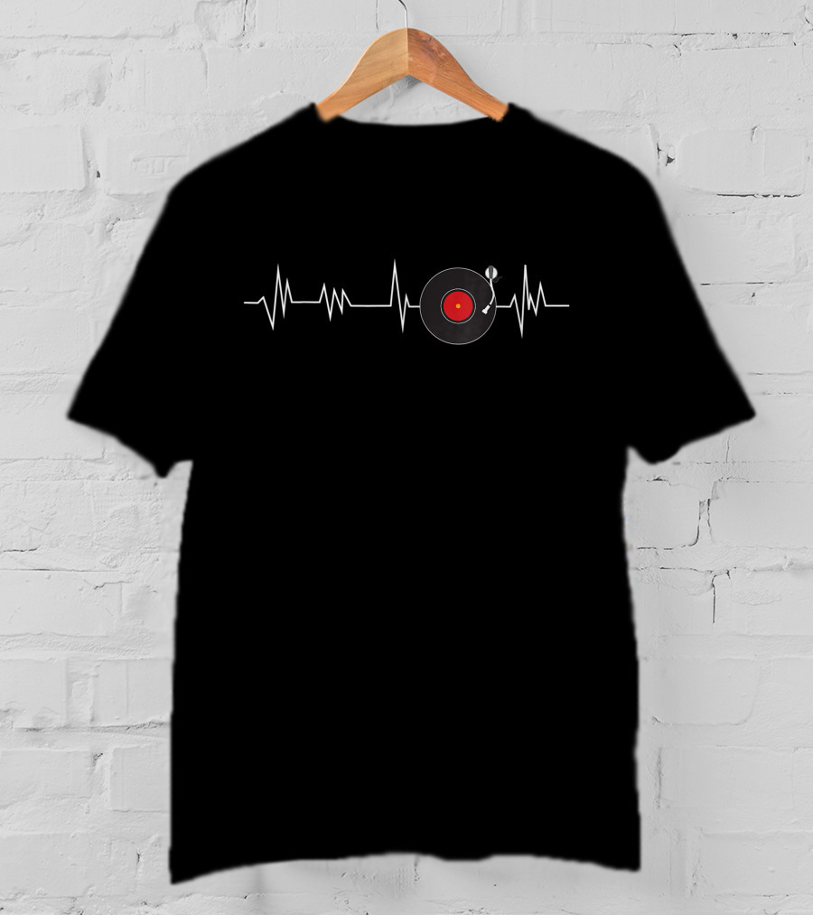 Vinyl Heartbeat DJ Music Turntable Disk Jockey T-Shirt
