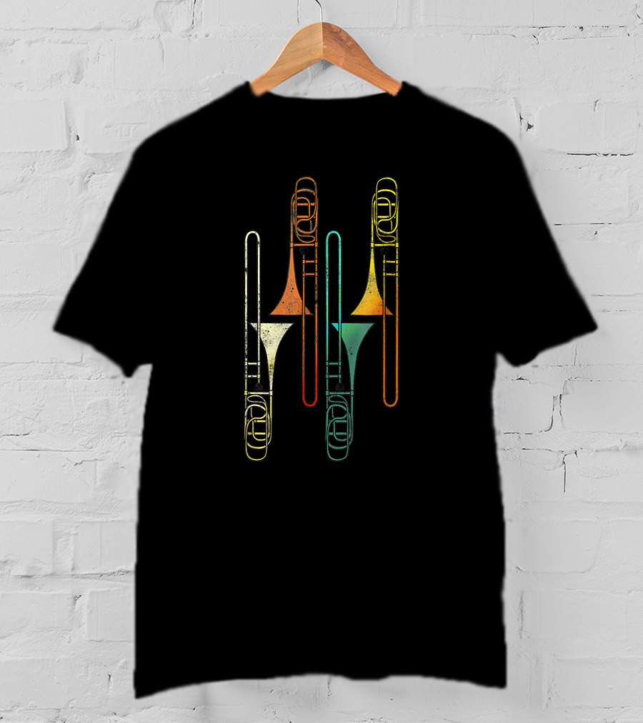 Retro Multicolored Trombone Jazz Instrumental T-Shirt
