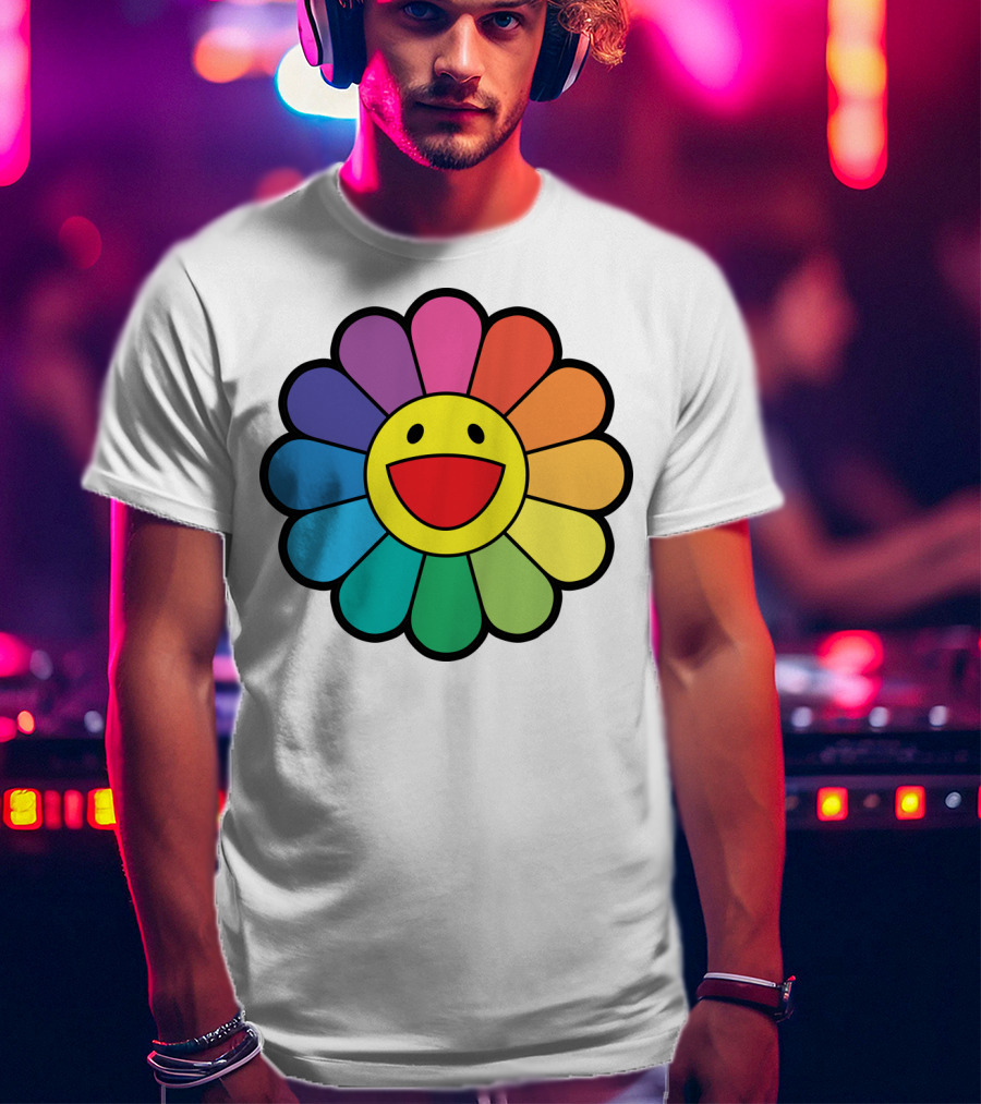 Takashi Murakami Smiling Flower Rainbow Colors T-Shirt