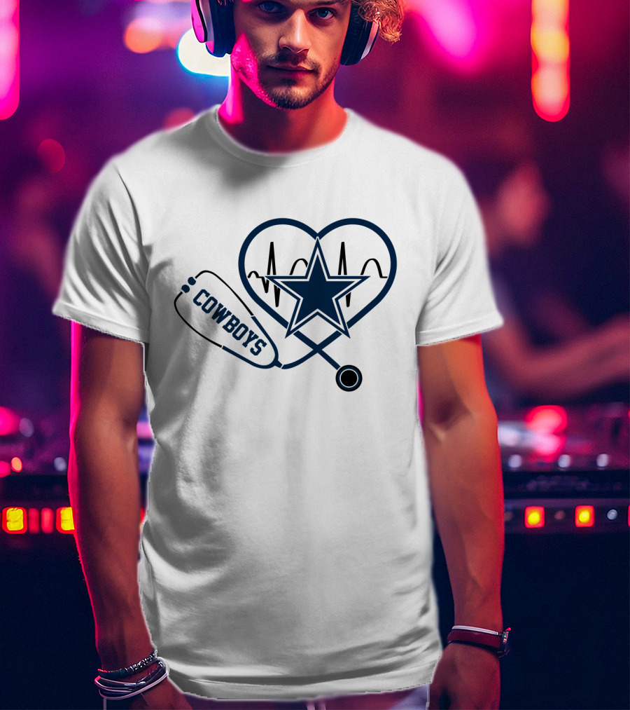 Cowboys Heartbeat Stethoscope Star T-Shirt