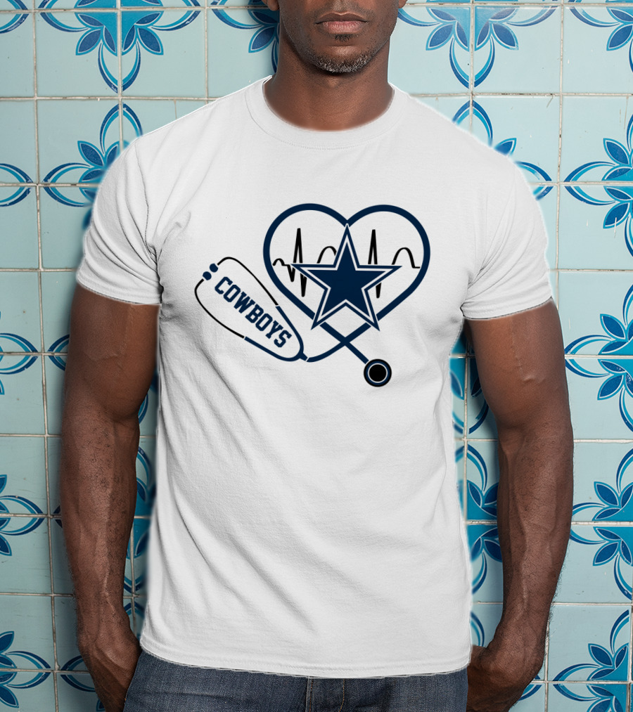 Cowboys Heartbeat Stethoscope Star T-Shirt
