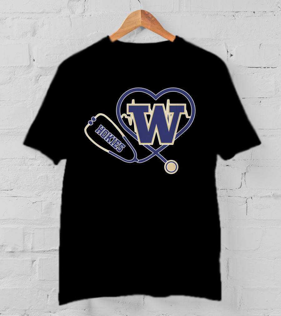 W Huskies Heartbeat Stethoscope T-Shirt