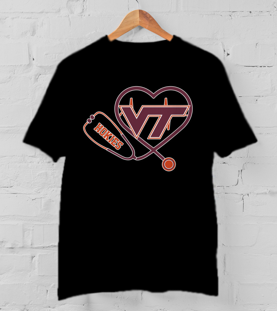 VT Hokies Heart Stethoscope T-Shirt