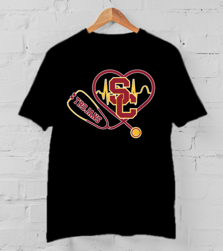 USC Trojans Heartbeat Stethoscope T-Shirt
