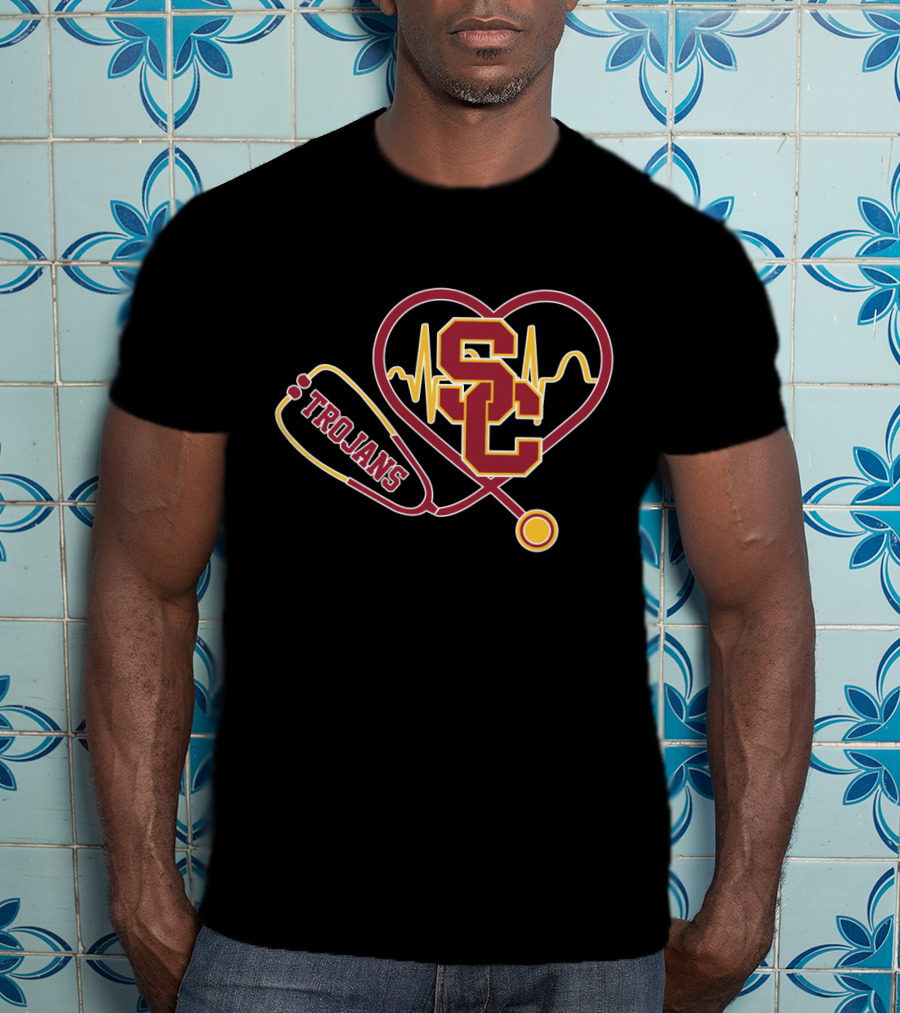 USC Trojans Heartbeat Stethoscope T-Shirt