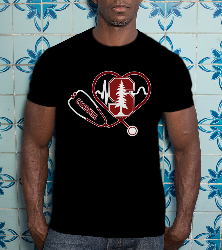 Stanford Cardinal Medical Stethoscope Heartbeat T-Shirt