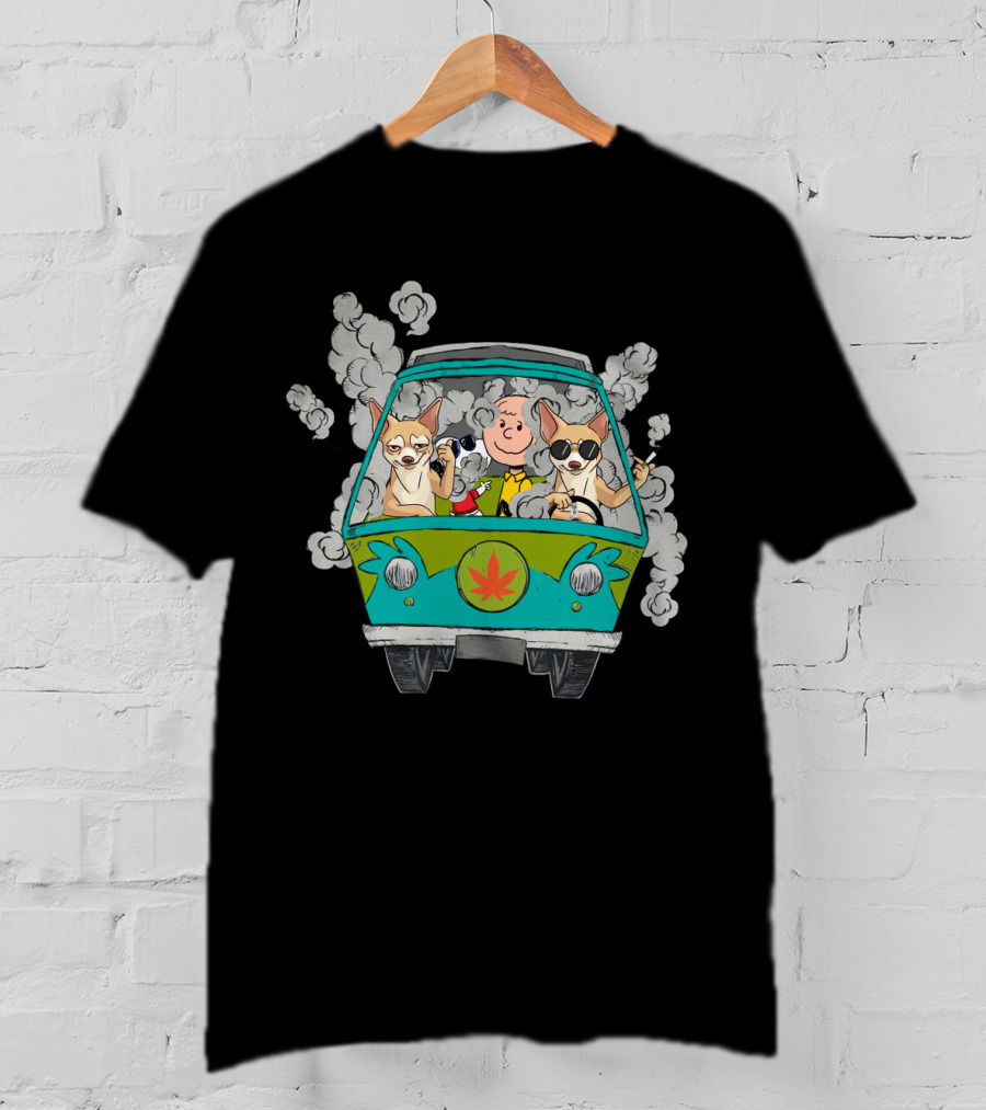 Chihuahua Ds0 Charlie Brown Driving Green Van Smoke T-Shirt