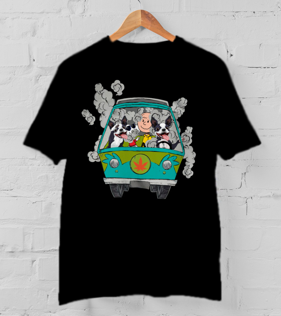 Boston Terrier Smoking Van Adventure T-Shirt