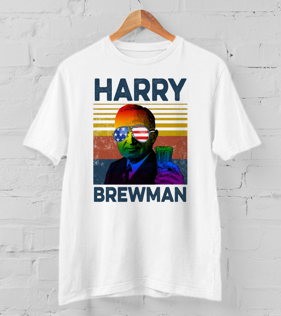 HARRY BREWMAN Patriotic Sunglasses Beer Drink T-Shirt