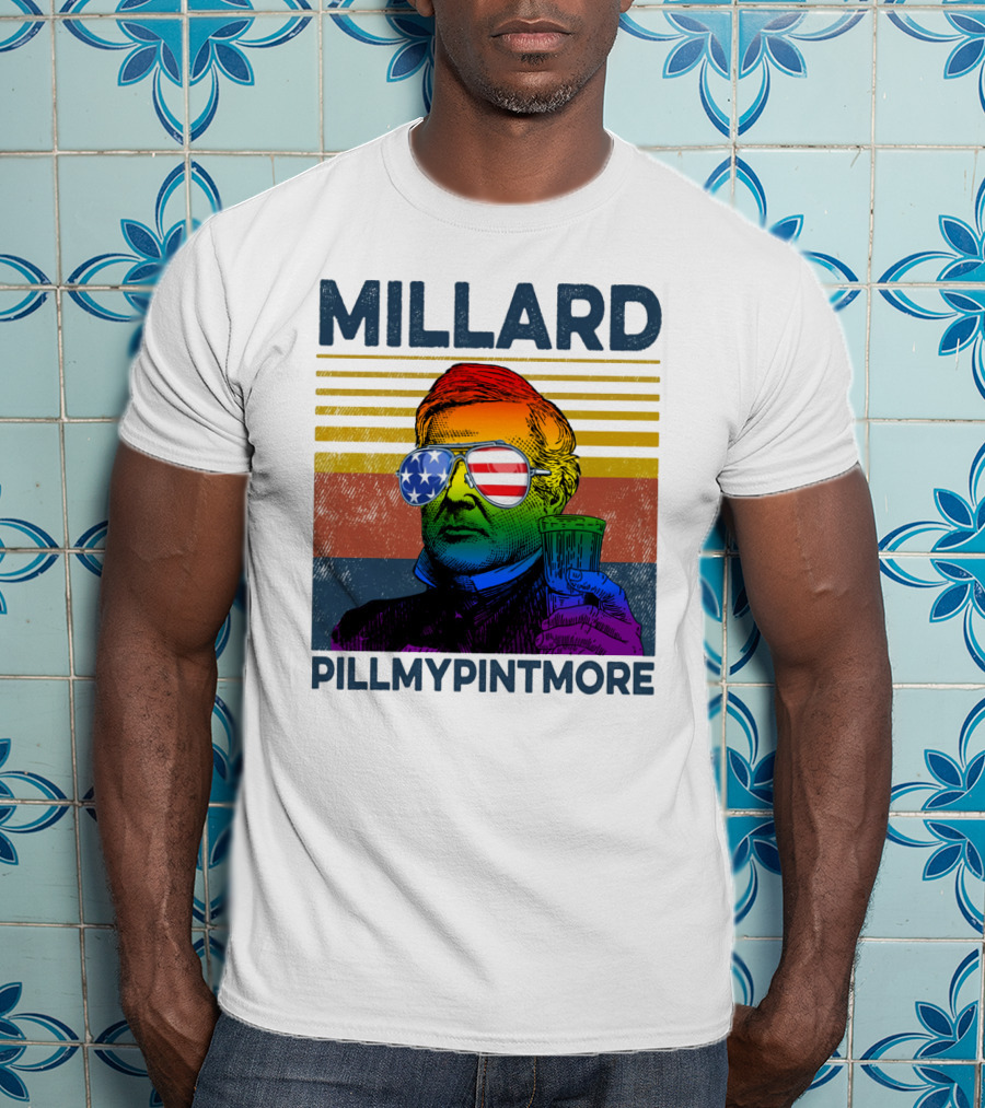 Millard Pillmypintmore Rainbow Flag American Sunglasses Beer T-Shirt
