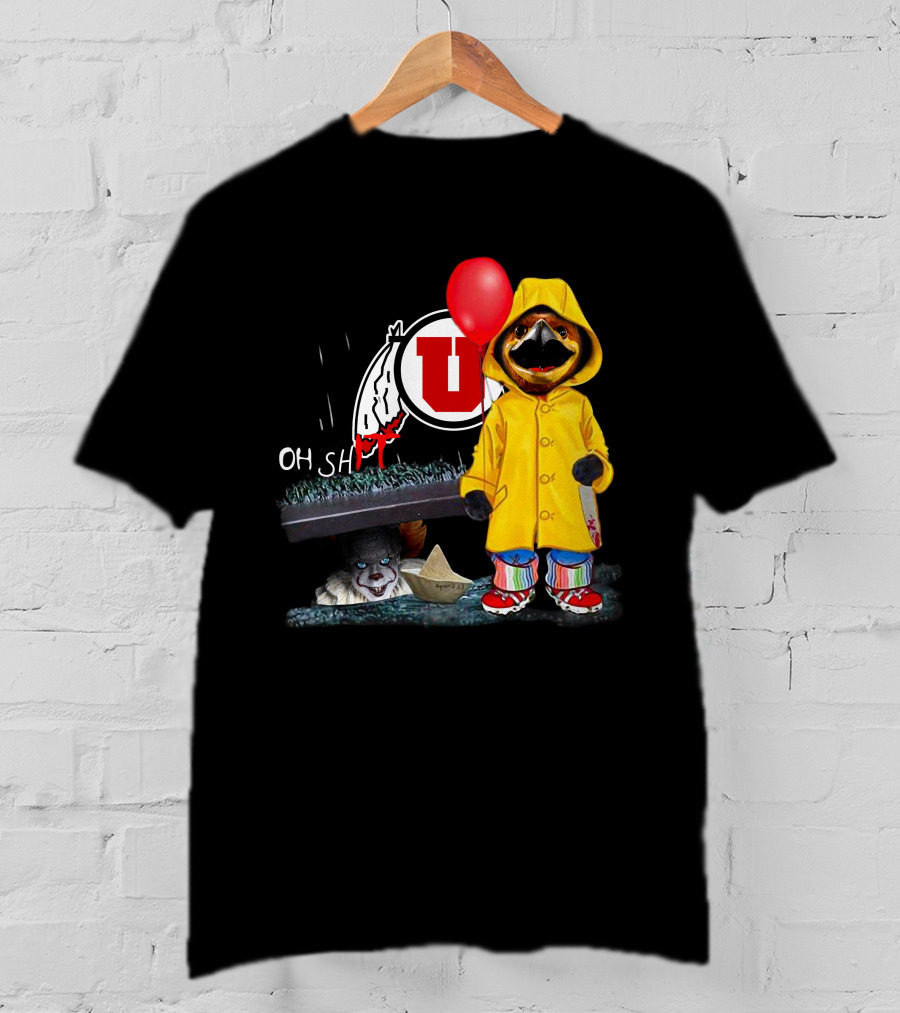 Utah Utes Oh Shh Pennywise Yellow Raincoat Red Balloon T-Shirt