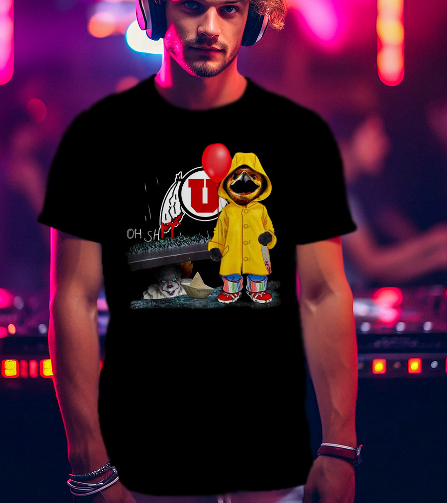 Utah Utes Oh Shh Pennywise Yellow Raincoat Red Balloon T-Shirt