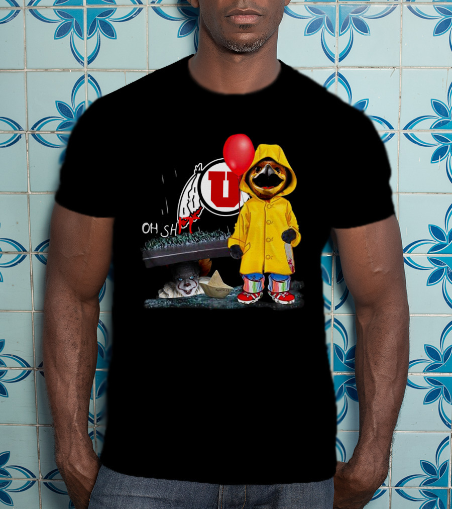 Utah Utes Oh Shh Pennywise Yellow Raincoat Red Balloon T-Shirt