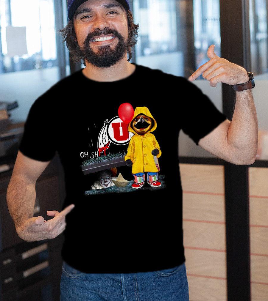 Utah Utes Oh Shh Pennywise Yellow Raincoat Red Balloon T-Shirt