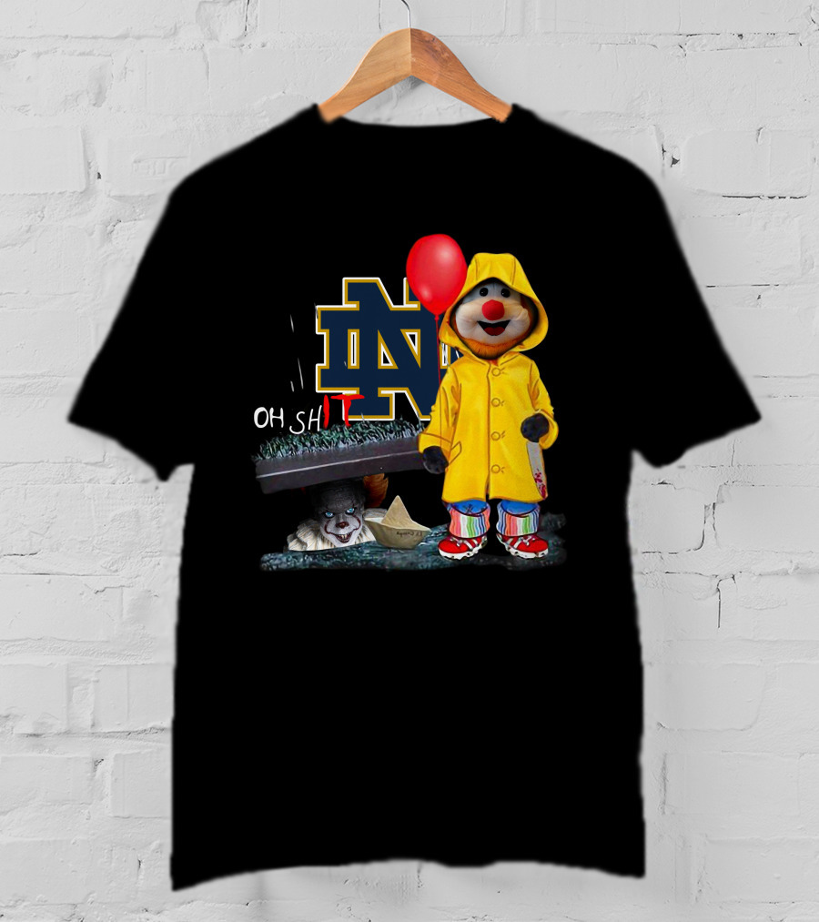 Notre Dame Fighting IrishDs Pennywise Clown Mashup Oh Shit Balloon T-Shirt