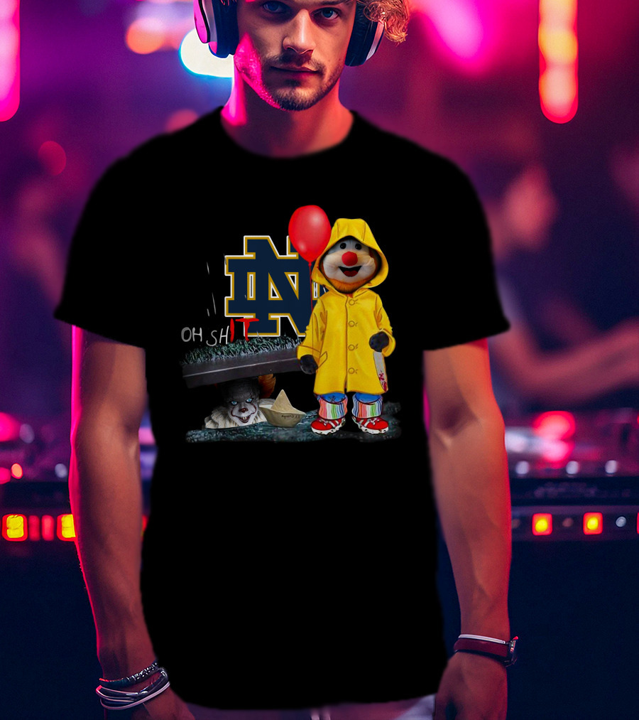 Notre Dame Fighting IrishDs Pennywise Clown Mashup Oh Shit Balloon T-Shirt