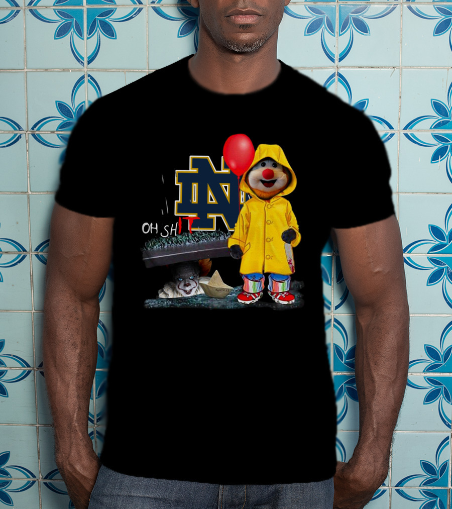 Notre Dame Fighting IrishDs Pennywise Clown Mashup Oh Shit Balloon T-Shirt
