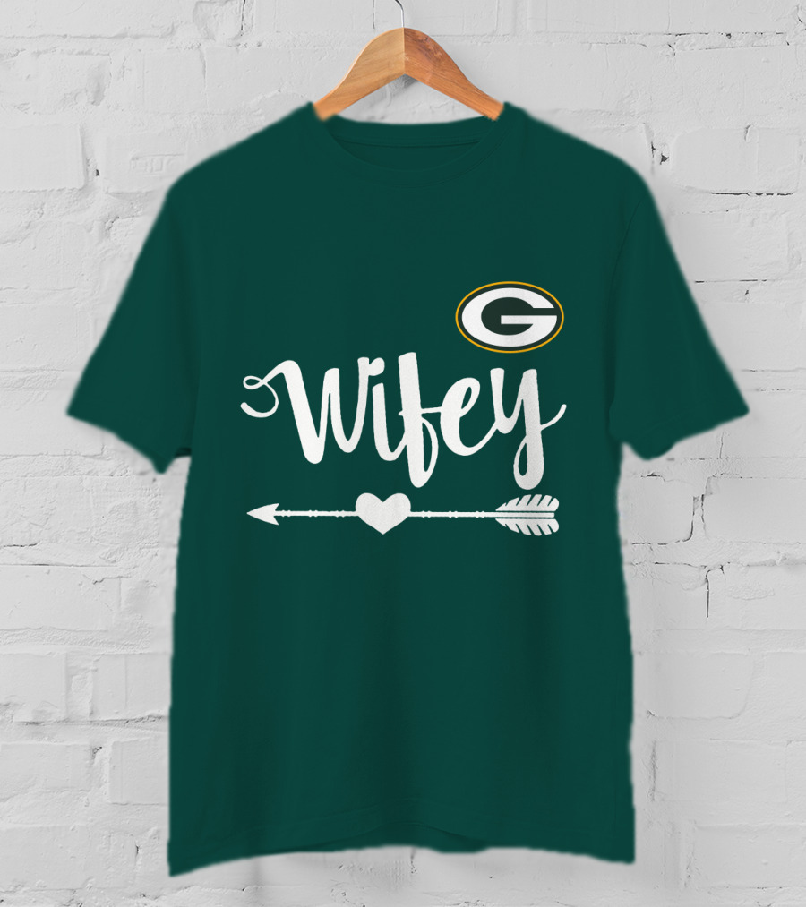 Wifey Green Bay Packers Arrow Heart T-Shirt