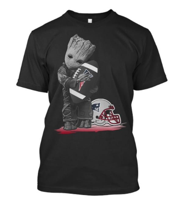 New England Patriots Groot Hugging Football With Team Helmet T-Shirt