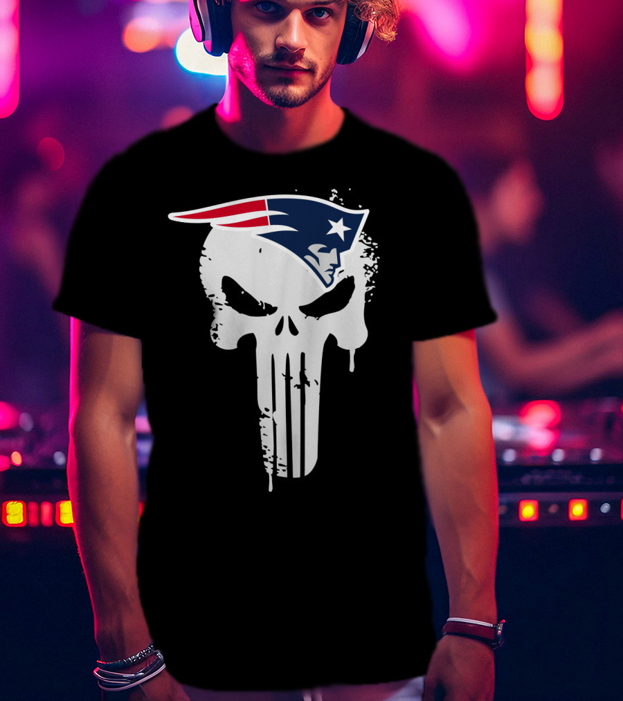 New England Patriots Punisher Skull T-Shirt