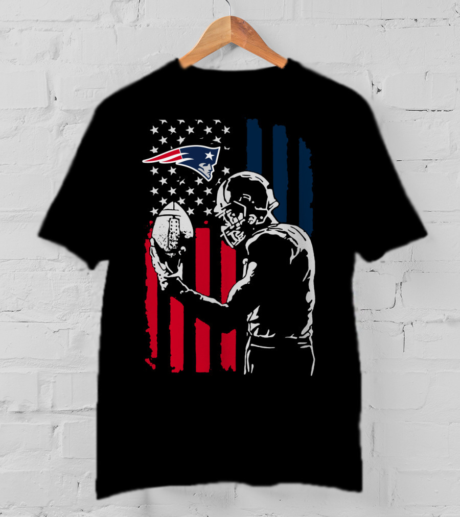 New England Patriots American Flag Football Player Nfl T-Shirt