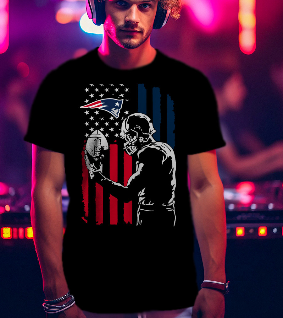 New England Patriots American Flag Football Player Nfl T-Shirt