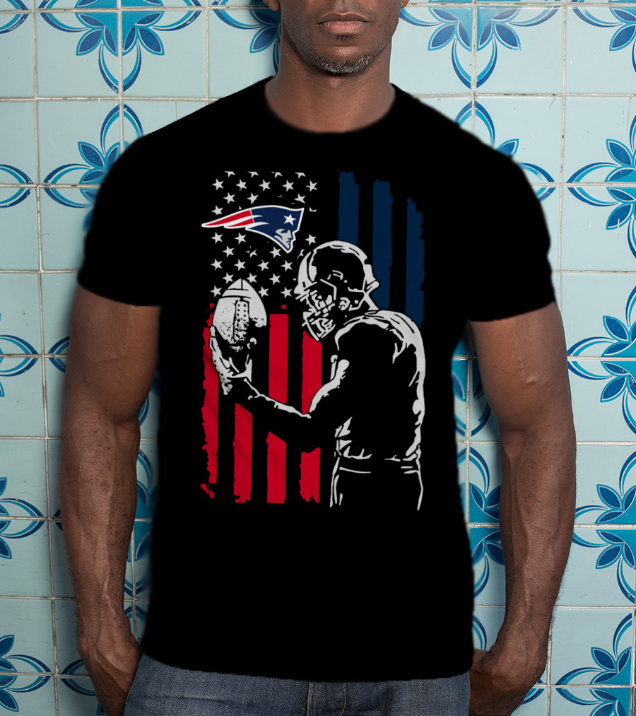 New England Patriots American Flag Football Player Nfl T-Shirt