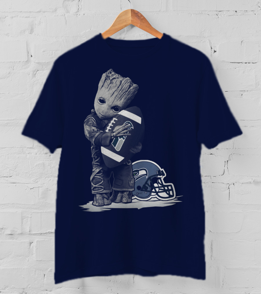 Seattle Seahawks Groot Holding Football With Helmet T-Shirt