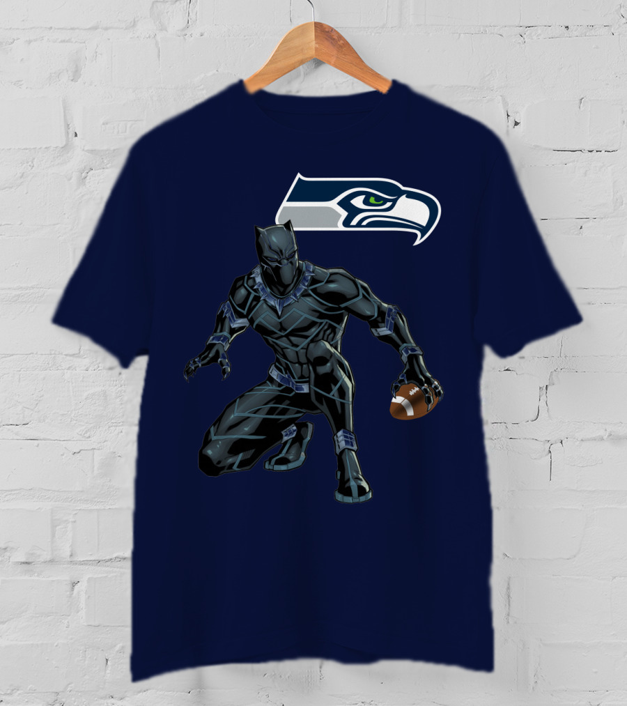 Seattle Seahawks Black Panther Football Character T-Shirt