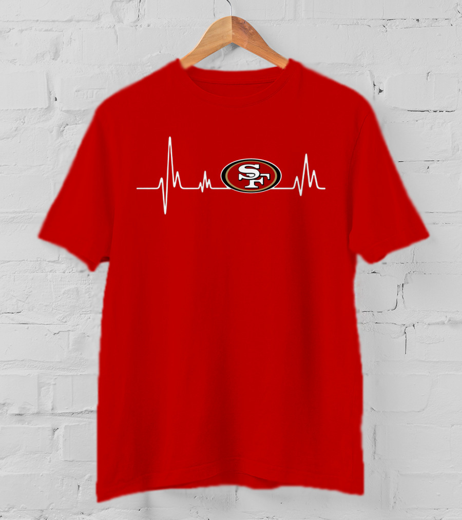 San Francisco 49ers Heartbeat Logo Red T-Shirt