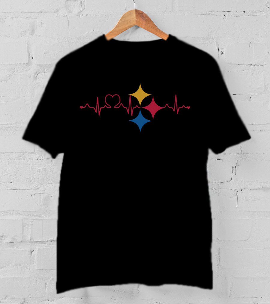 Pittsburgh Steelers Heartbeat Love Three Star Symbol T-Shirt