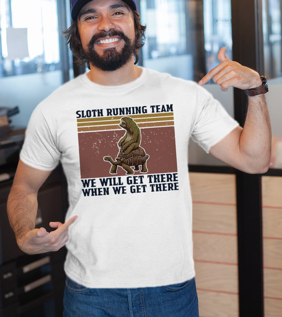 Sloth Running Team We Will Get There When We Get There Vintage Turtle T-Shirt