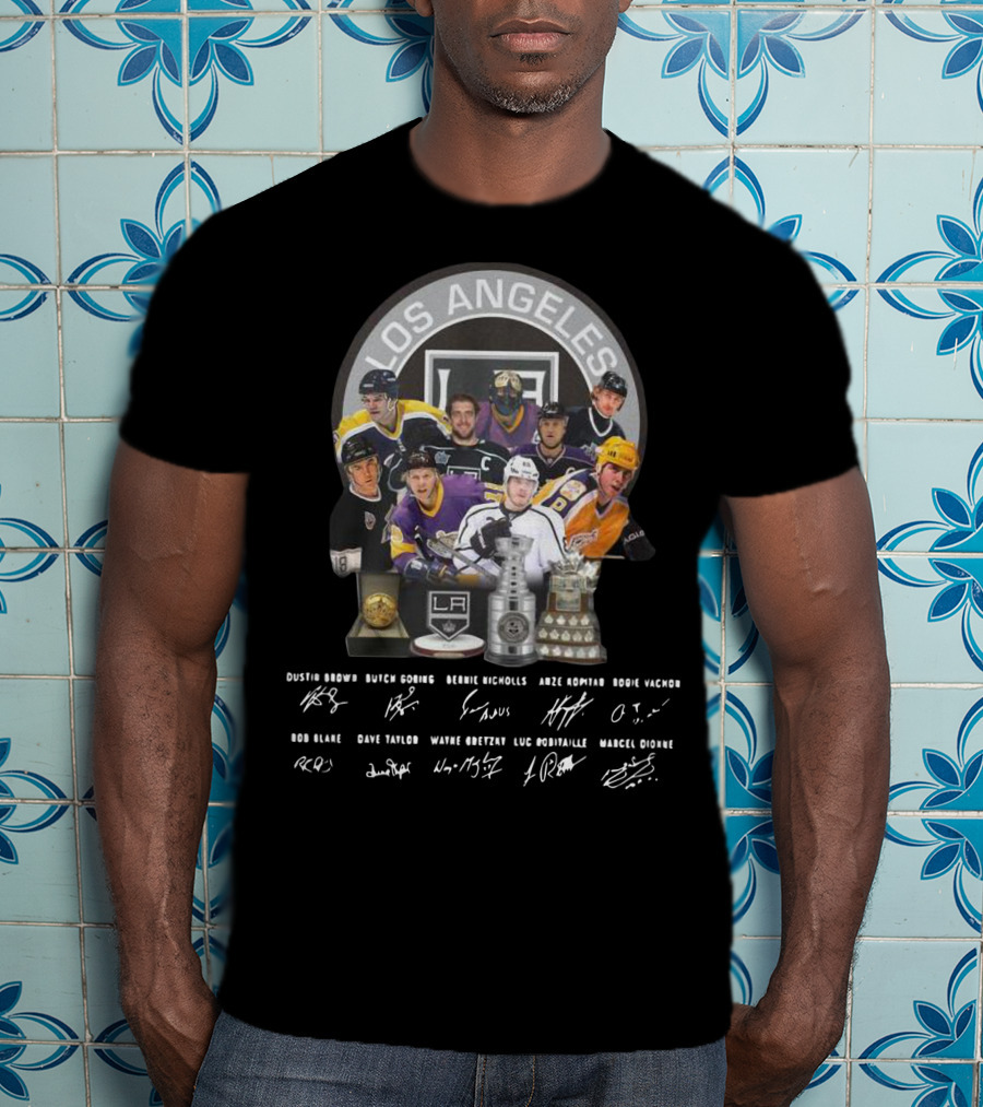 Los Angeles Kings Legends With Player Signatures And Iconic Hockey T-Shirt